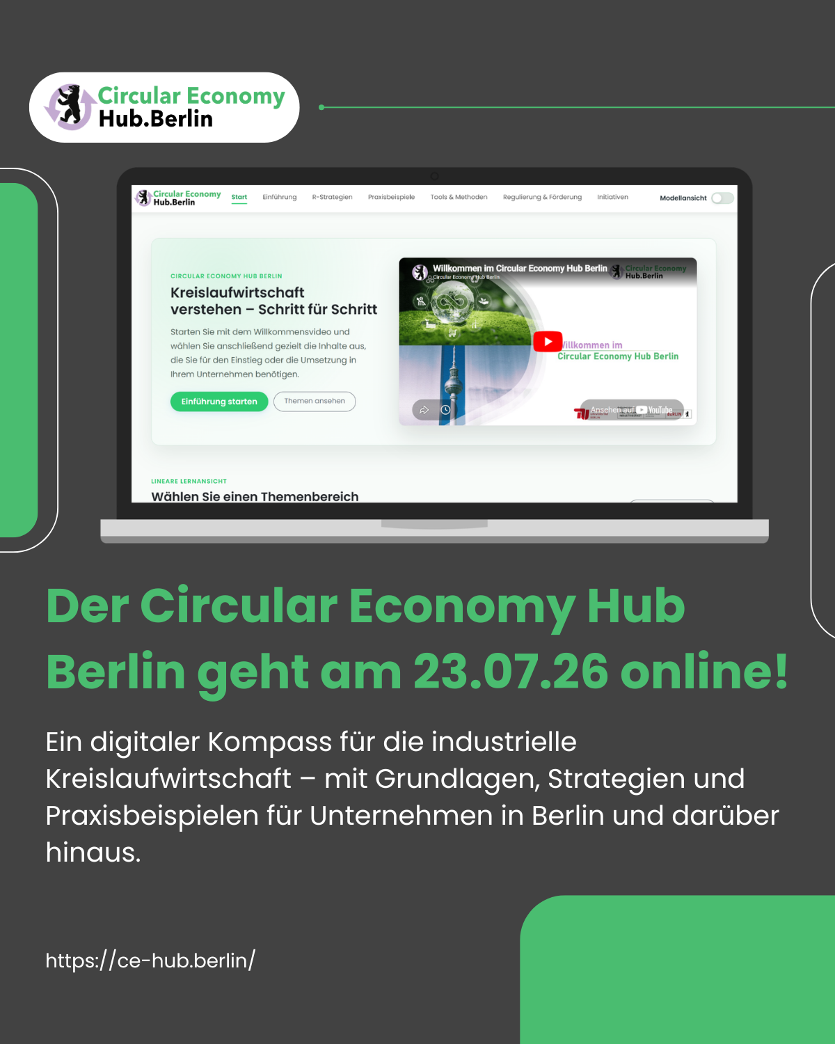 Ank&uuml;ndigung zum Launch des Circular Economy Hub Berlin am 23. Juli 2026