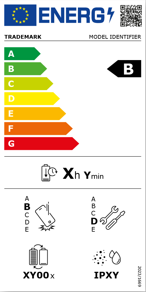 EU-Energielabel mit Reparierbarkeitsbewertung für Smartphones und Tablets